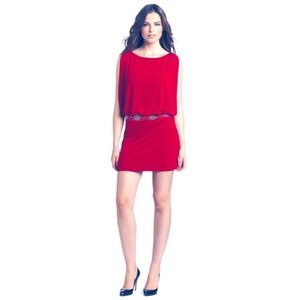 LAUNDRY BY SHELLI SEGAL BEADED BLOUSON DRESS